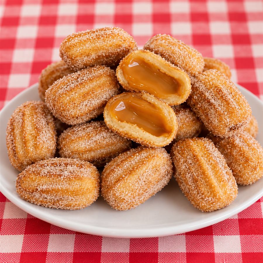 Mini churros recheados com doce de leite